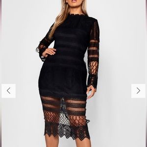 Plus Lace Panelled Midi Dress